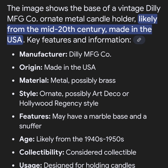 Dilly MFG Co Vintage gilded metal and marble pillar candleholders vintage - Picture 8 of 8